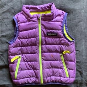 Purple Patagonia baby down sweater vest 6-12m